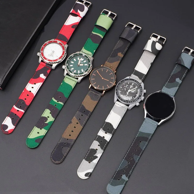 Camo Sostituisci Cinturini In Nylon Per Cinturino Per Orologio Sportivo Intelligente Seiko Omega Huawei Gt 18Mm 20Mm 22Mm 24Mm Bracciale In Nylon Moda