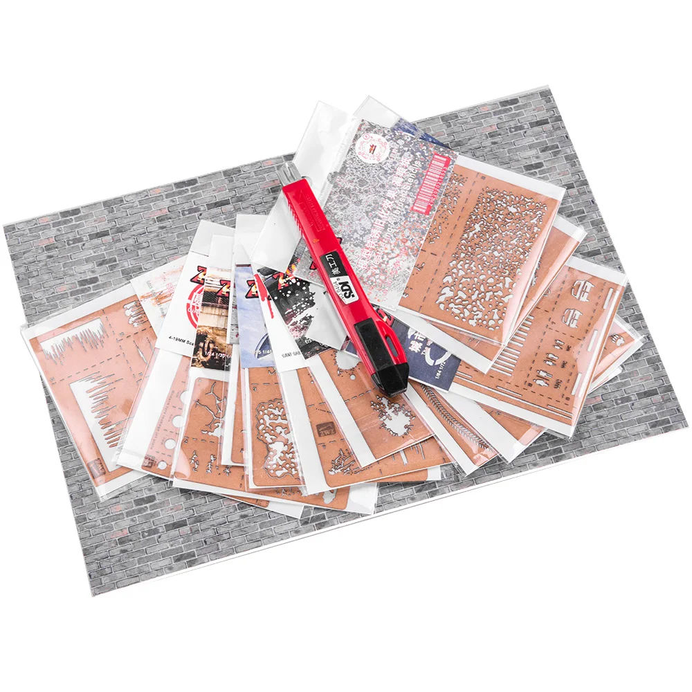 Military Model Accessories Tools Corrosion Stain Stenciling Template Leakage Spray Paper Diorama Kits 1Pcs 5