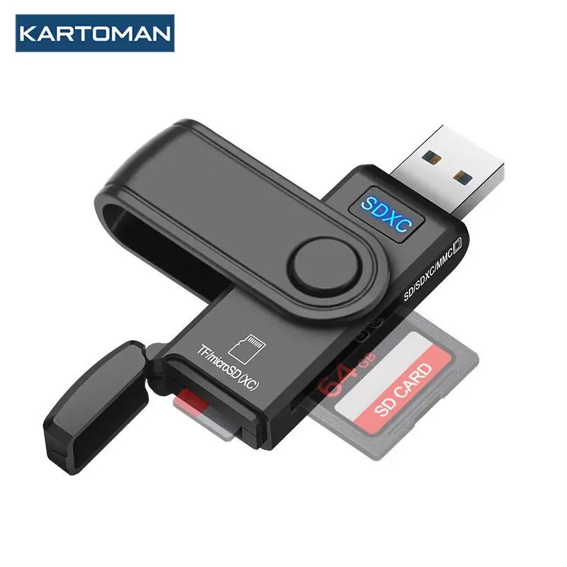 KARTOMAN USB 3.0 컴퓨터 pc 용 마이크로 SD/TF Microsd 리더 용 멀티 메모리 카드 리더 어댑터 카드 리더기