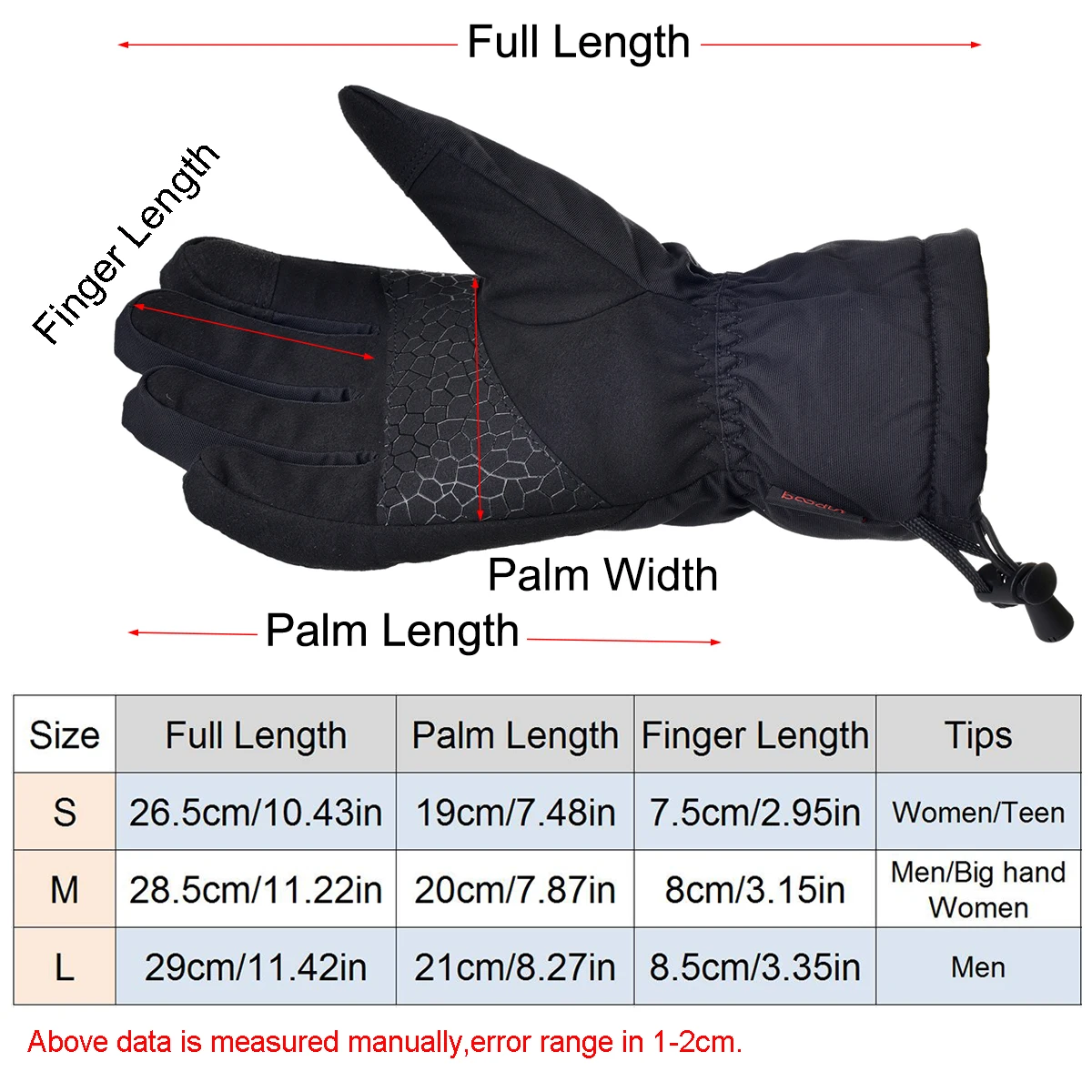 New Boodun Professional Snowboard Ski Gloves Waterproof Men Women Winter Warm Snow -30 degree Skiing Cycling Gloves Touch Phone 6