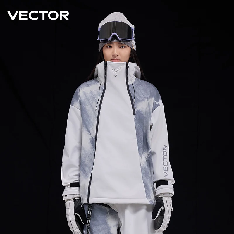 VECTOR Men and Women Splicing Skiing Top Waterproof Windproof Warm Durable Indoor and Outdoor Snowboard Jacket