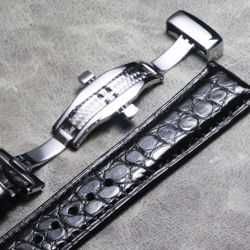 

High-end cozy Men women watchband 18 19 20 21 22mm Handmade Alligator strap black Crocodile skin Genuine Leather watch Belt