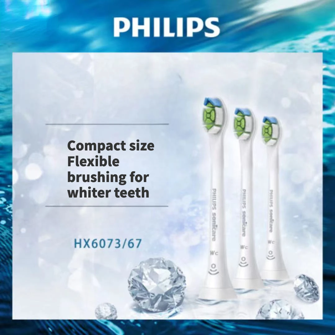 

Philips 3PCS Mini Philips Electric Toothbrush Head Replacement Soft Dupont Bristles Nozzles Tooth Brush Heads HX6073/67 White