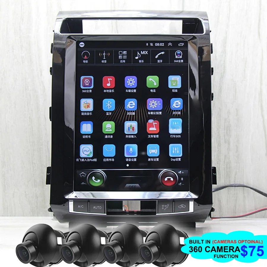 Головное устройство с экраном 12 1 дюйма Тесла для Toyota Land Cruiser 200 LC200 2008-2019 Android 11