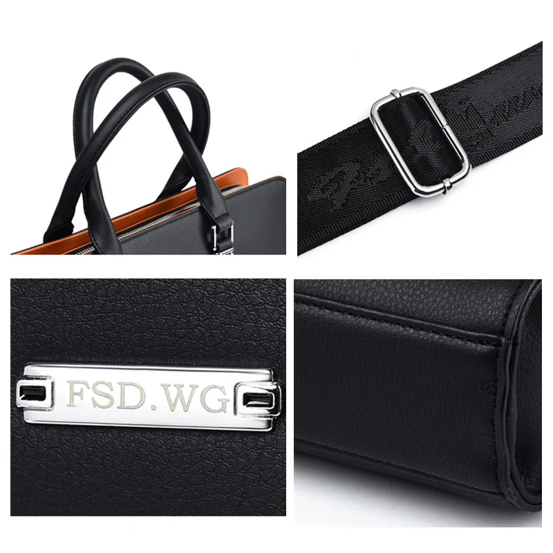 Leather Men Shoulder Bags For Macbook HP DELL 14 15.6 Inch Laptop Work Bag Business Briefcase leather briefcase