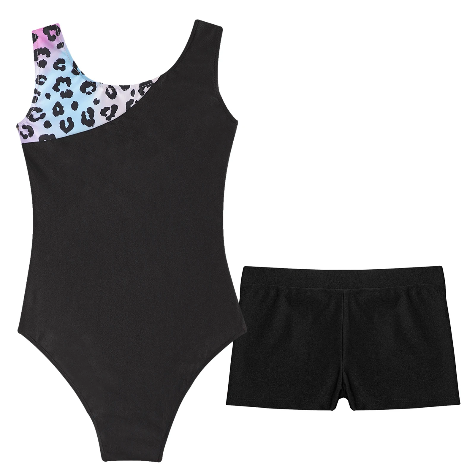 Children's Shiny Rhinestone Figure Ice Skating Bodysuit Sleeveless Gymnastics Jumpsuit Dancewear Kids Girls Ballet Dance Leotard