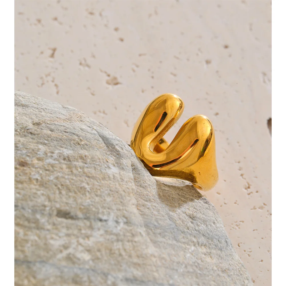 Yhpup U-Shape Casting Ring 18K Golden Plated