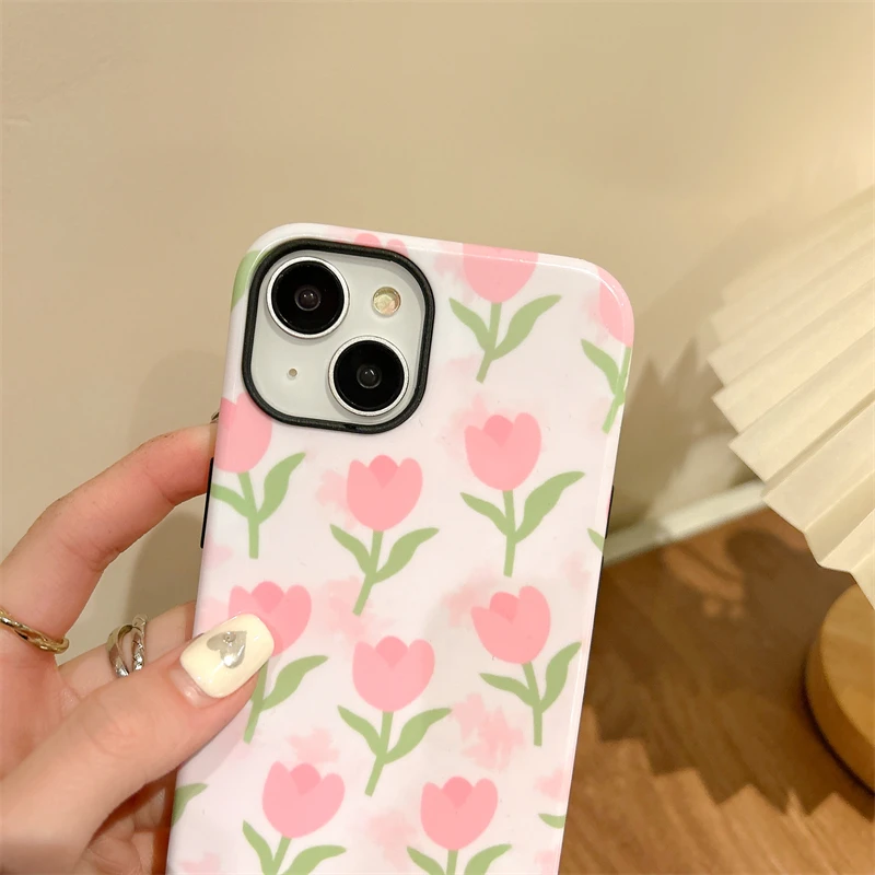 Pink Tulip Magnetic Two-in-One Film Protective Case for iPhone