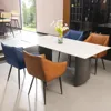 Modern Leather Dining Chairs Set of 2- High Back, Armrest, Metal Legs - Ideal for Kitchen, Dining & Reading  table restaurant 6