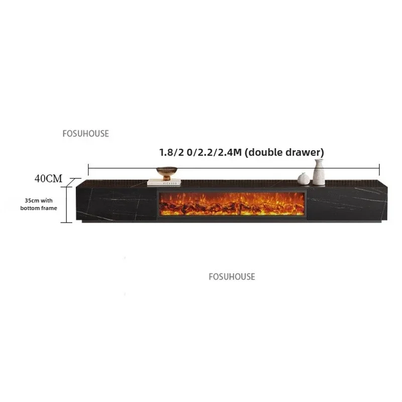 Nordic Luxury Tv Stand With Fireplace Embedded Simulation Flame Fake Fire Electric Fireplace Living Room TV Cabinet Z