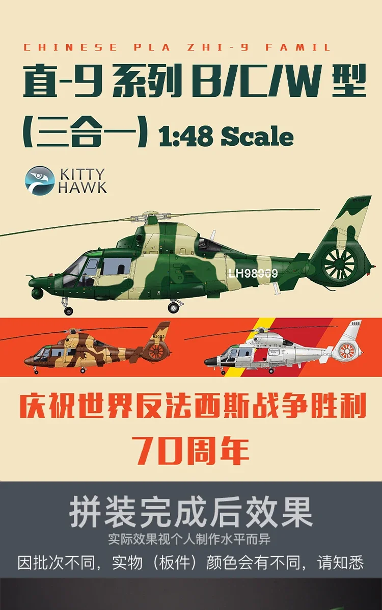 キティホークモデル 1/48 Zhi-9B/C/W中国人民解放軍ヘリ 3 in 1 KITKH80109 プラモデル w17b8b5 1/48 Kitty Hawk assembly model KH80109 PLA ZHI-9 Family 9B/C