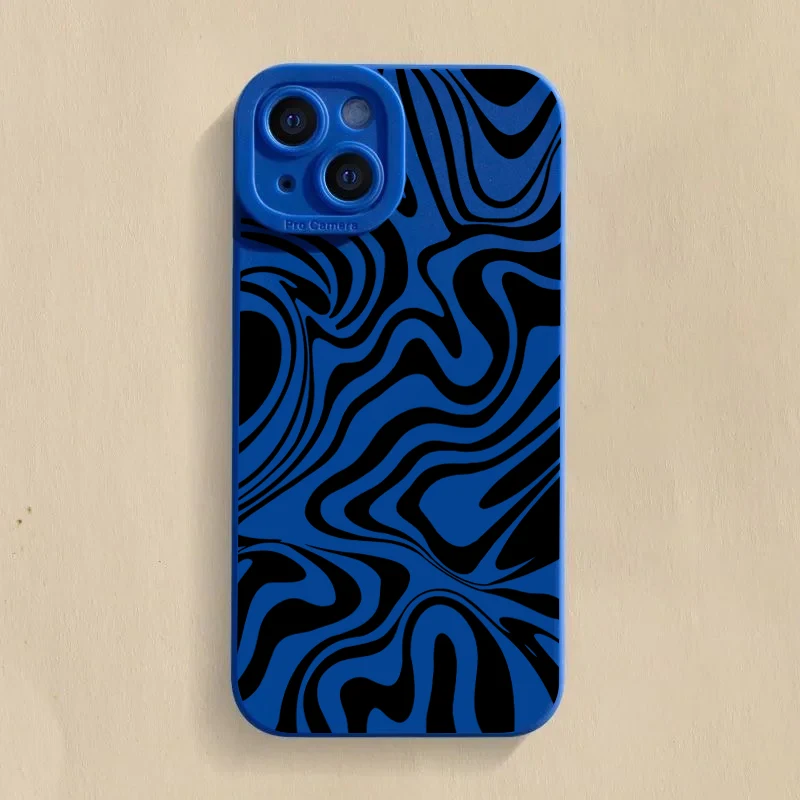Black Wave Pattern Print TPU Soft Phone Case