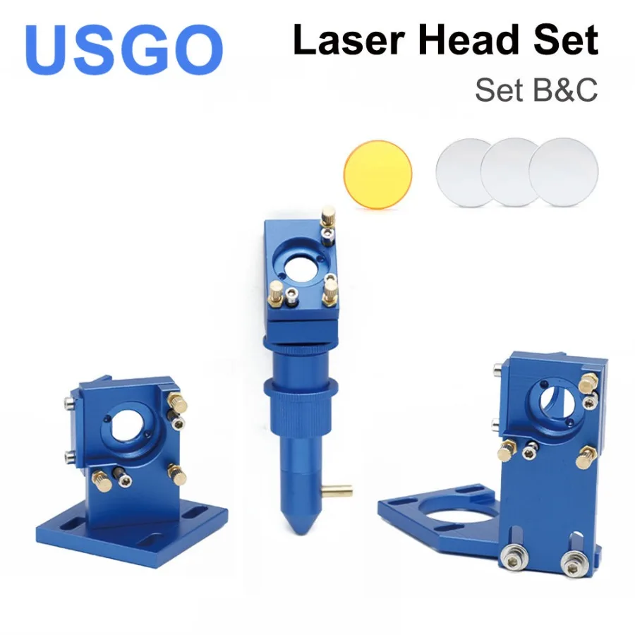 Usgo Co2 Laser Head Serie K Blue Golden Set Con Obiettivo Specchio 12/18/20Mm Per 2030 4060 K40 Macchina Da Taglio Per Incisione Laser