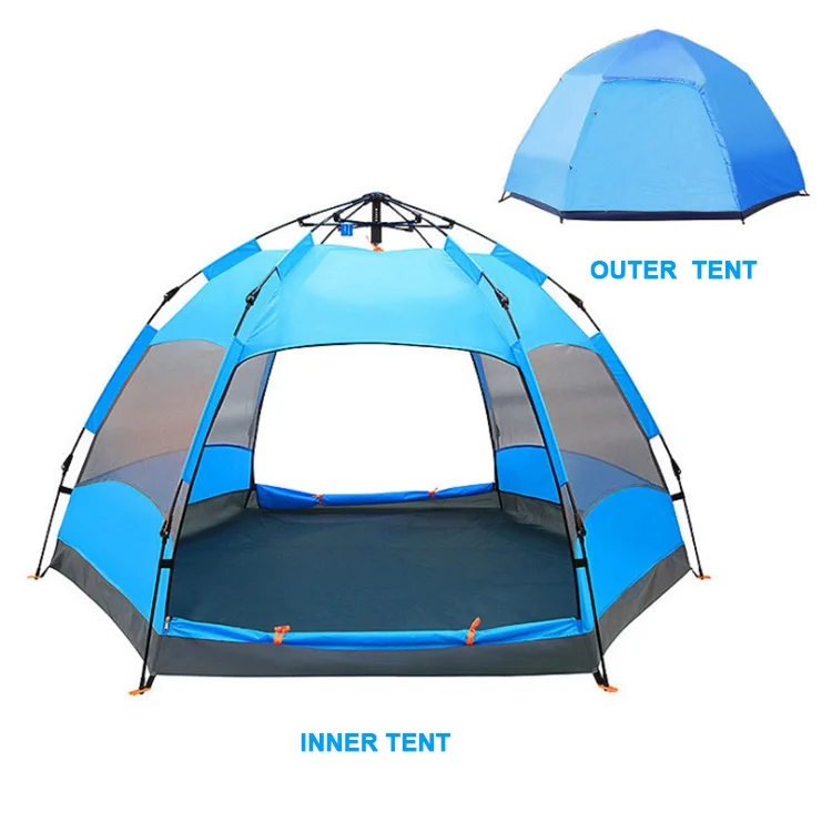 

2021 automatic opening camping tent outdoor waterproof hexagonal for children and adult