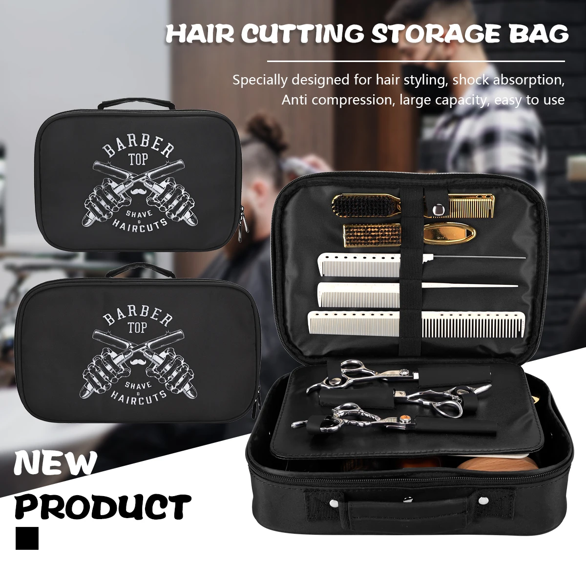 Portable Barber Tool Case, Shockproof Waterproof Trimmer