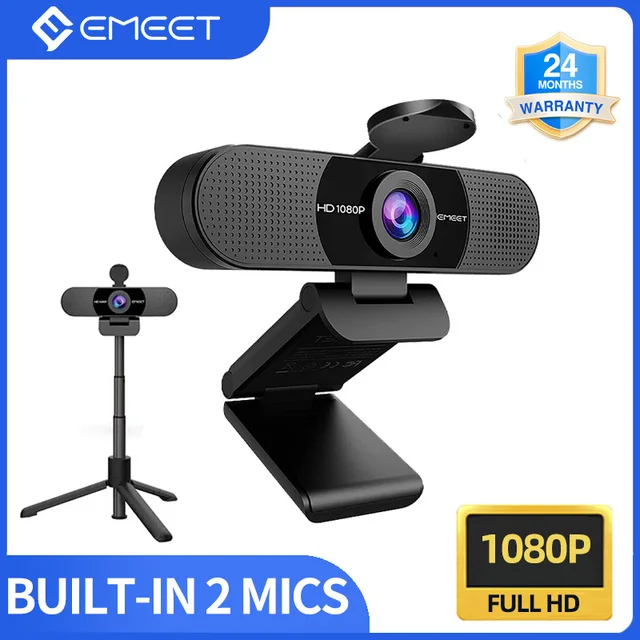 1080P Webcam Full HD Web Camera EMEET C960 with Tripod & Microphone Computer Camera with Stand for Zoom/Skype/YouTube/FaceTime