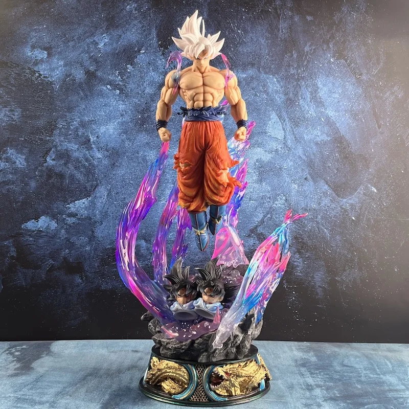

51cm Oversize Dragon Ball Figures Ls Goku Luminous Hoary Hair Awaken Super Saiya Model Statue Collect Birthday Gift Ornaments
