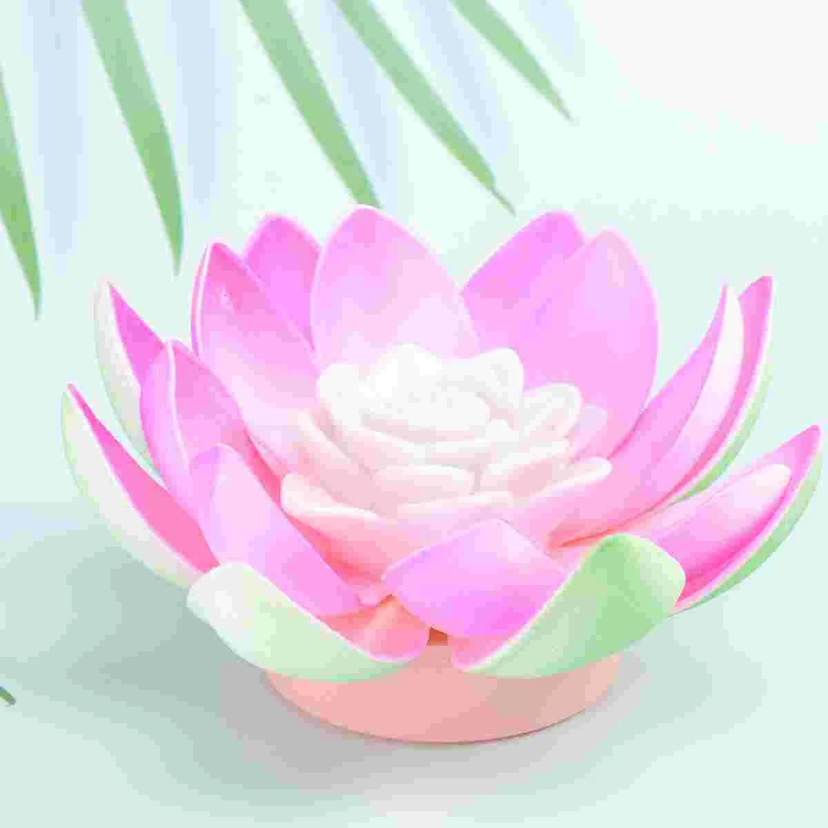 LED Lotus Lily Artificial Flower Pool Decor for Festival Party (Pink)