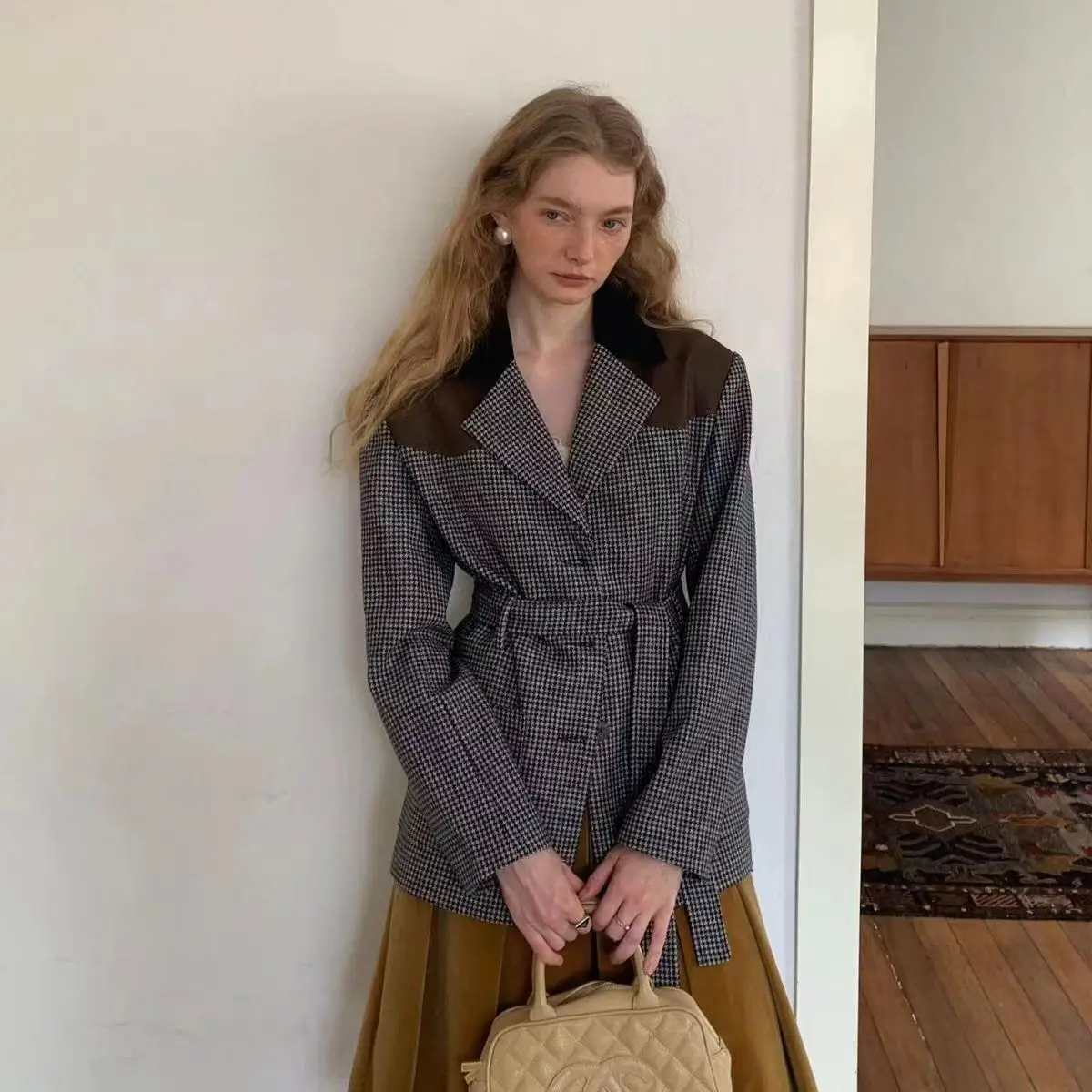 

Fashion Autumn Women Clothing Plaid Jacket Women Casual Long Coats for Winter for Women Mainland China Cotton Blazer Women