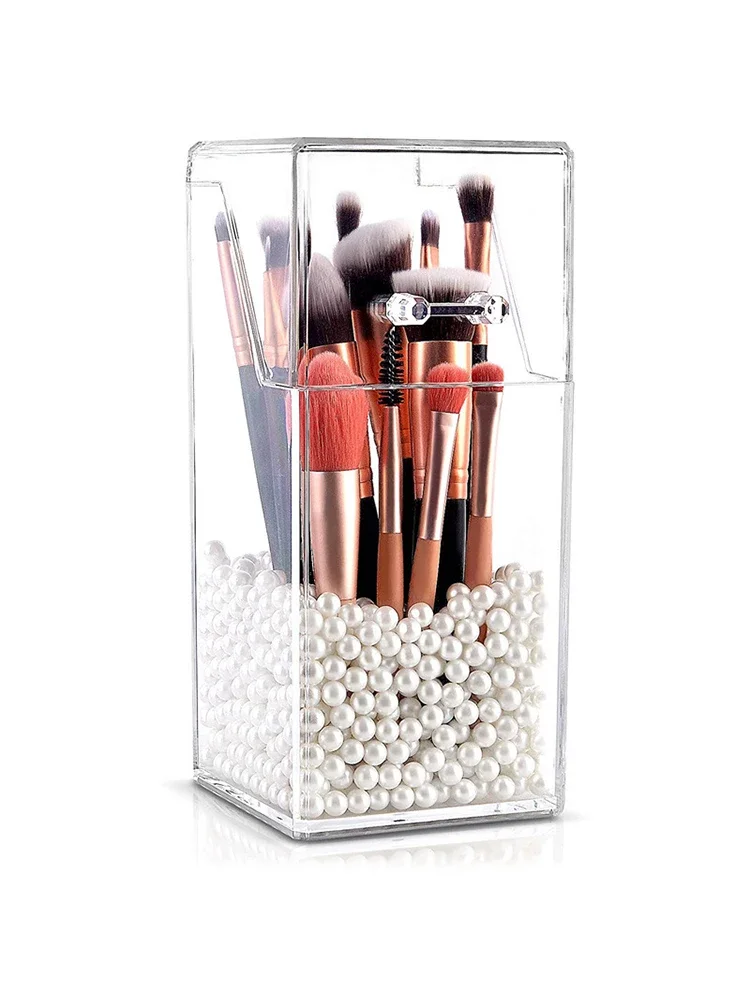 Transparent Acrylic Makeup Brush Holder Makeup Organizer Cosmetic Holder Pencil Lipstick Desk Container Table Makeup Storage Box 2
