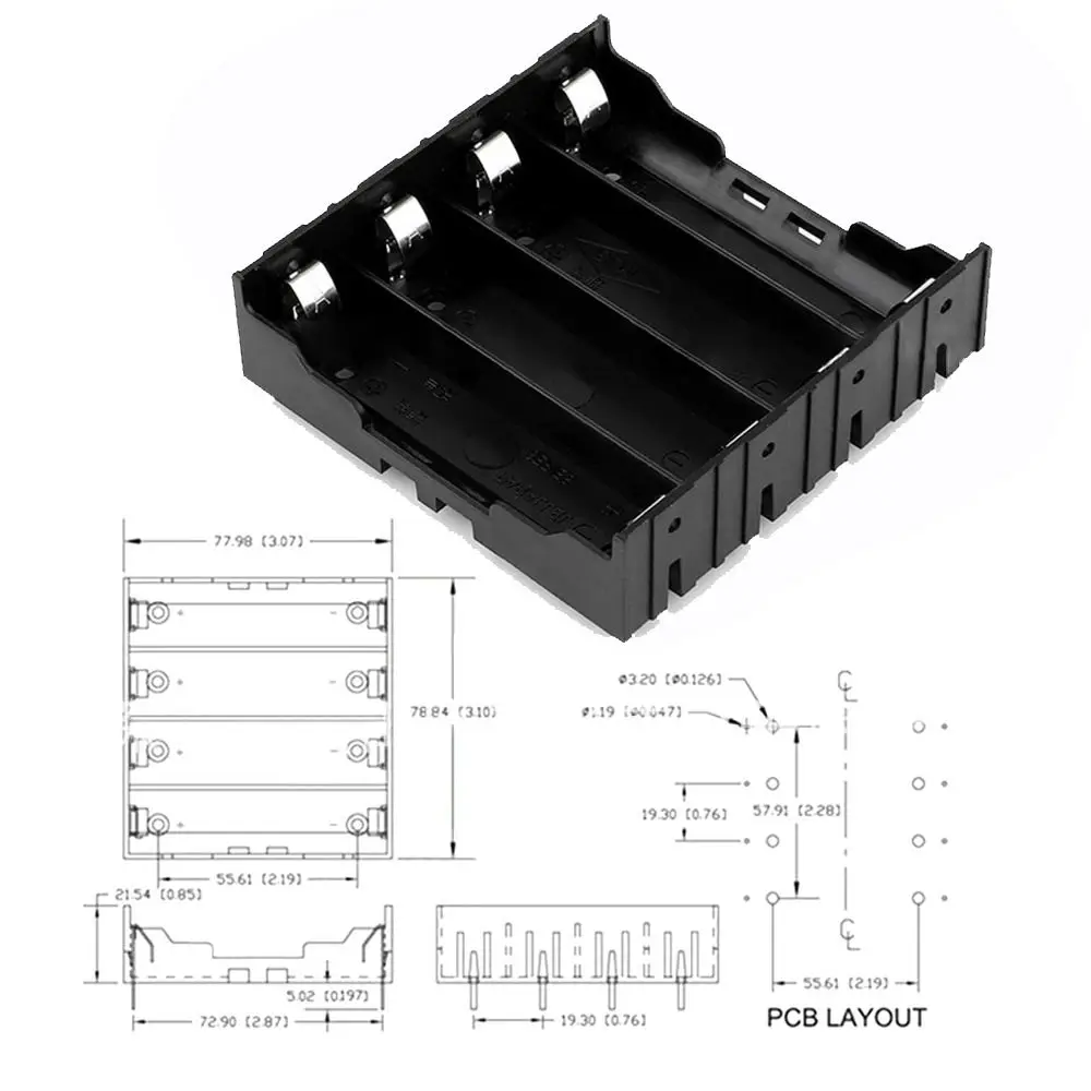 Practical 1 2 3 4 Slot 18650 Battery Holder Hard Pin Easy welding Power Bank Case ABS Battery Container Cover