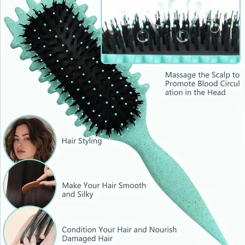 Große gebogene Haarbürste mit Luftkissen, flauschige Anti-Haarausfall-Massagebürste für alle Haartypen, für langes, dickes, dünnes, lockiges Haar – Detail 13
