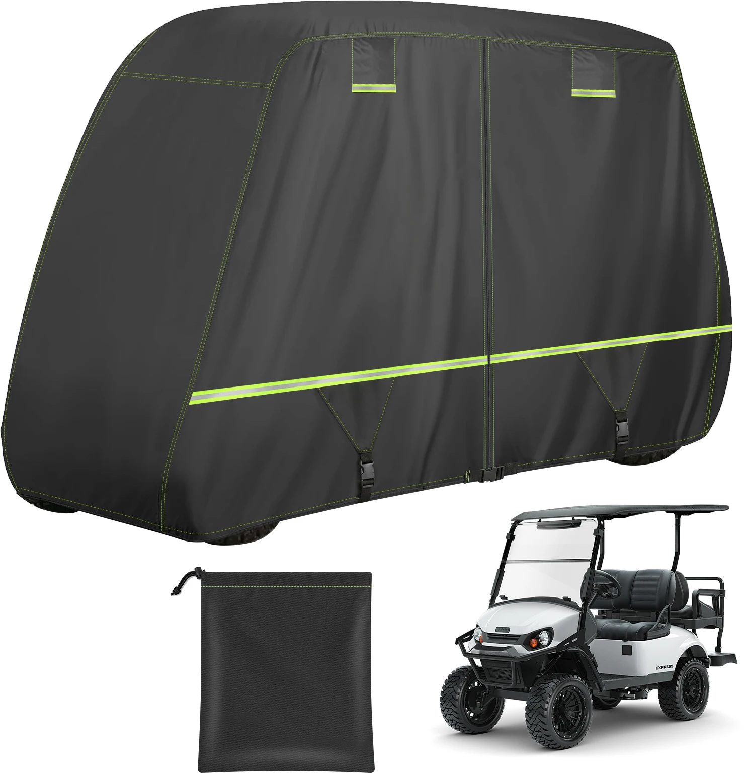 Waterproof Golf Cart Cover 2/4/4+2 Passenge 210D All-Weather Protective Outdoor Covers Dustproof Windproof Durable with Zipper