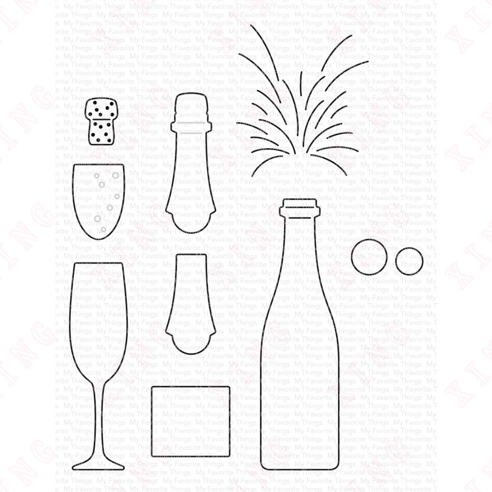 

New Pop the Champagne Dies Metal Cutting Dies 2023 Scrapbook Decoration Embossing Template Diy Greeting Card Handmade Craft Mold
