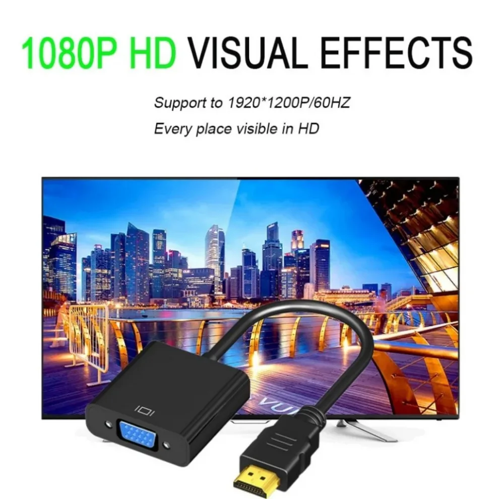 HDMI ȣȯ VGA  ̺ 1080P HDMI to VGA ̺ PC Ʈ TV ڽ  ÷   Ƴα ȯ