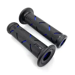 Universal 22MM Motorcycle Handlebar Grips - Premium Rubber Accessories for Motorbike Modification (Blue)