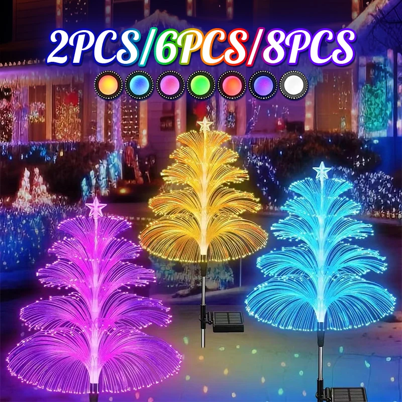 

Solar Jellyfish Lights LED Christmas Fiber Optical Lights Outdoor Waterproof Pathway Xmas Decor Yard Garden Lawn Stake Lights