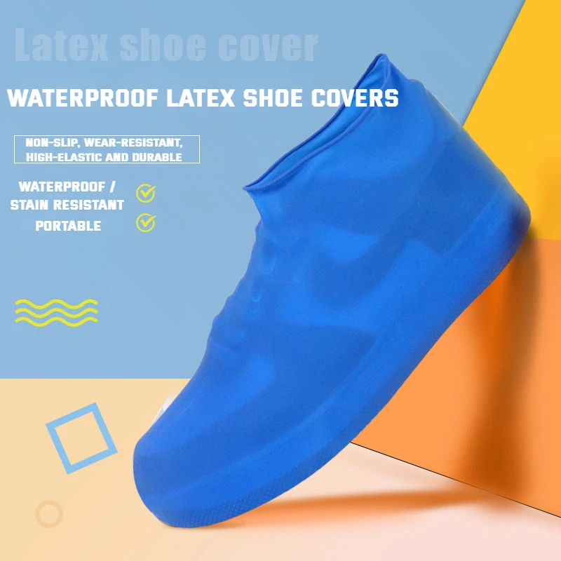 Elastische wasserdichte Schuh überzug Outdoor Regens tiefel Silikon Anti-Rutsch-Regen Schuh überzug PVC tragbare mittel verdickte Latex Schuh überzug