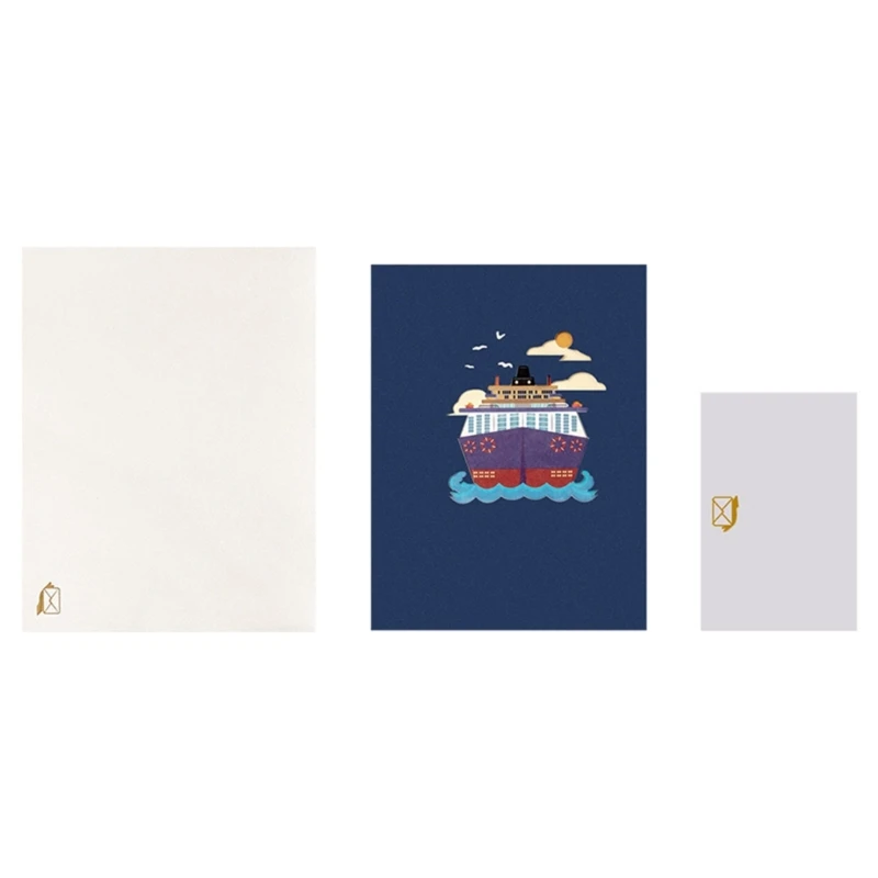 Deep Sea Cruise Ship Theme Card PopUp Card with Envelope 3D Greeting Cards for Birthdays Anniversaries Parties Gift