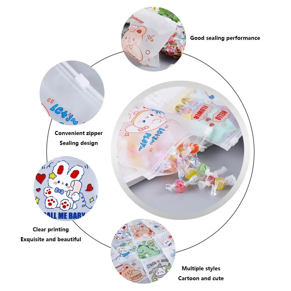 Cartoon Zipper Sealing Bag Large-Capacity Pen Bag Student Waterproof Stationery Organizer Transparent Storage