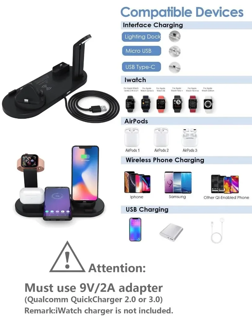 Drahtloser Ladeständer für iPhone 17 16 15 14 13 12 11 XR Pro Max Samsung Xiaomi 17 Ladegerät Air-Pods Pro Schnellladestation – Detail 4