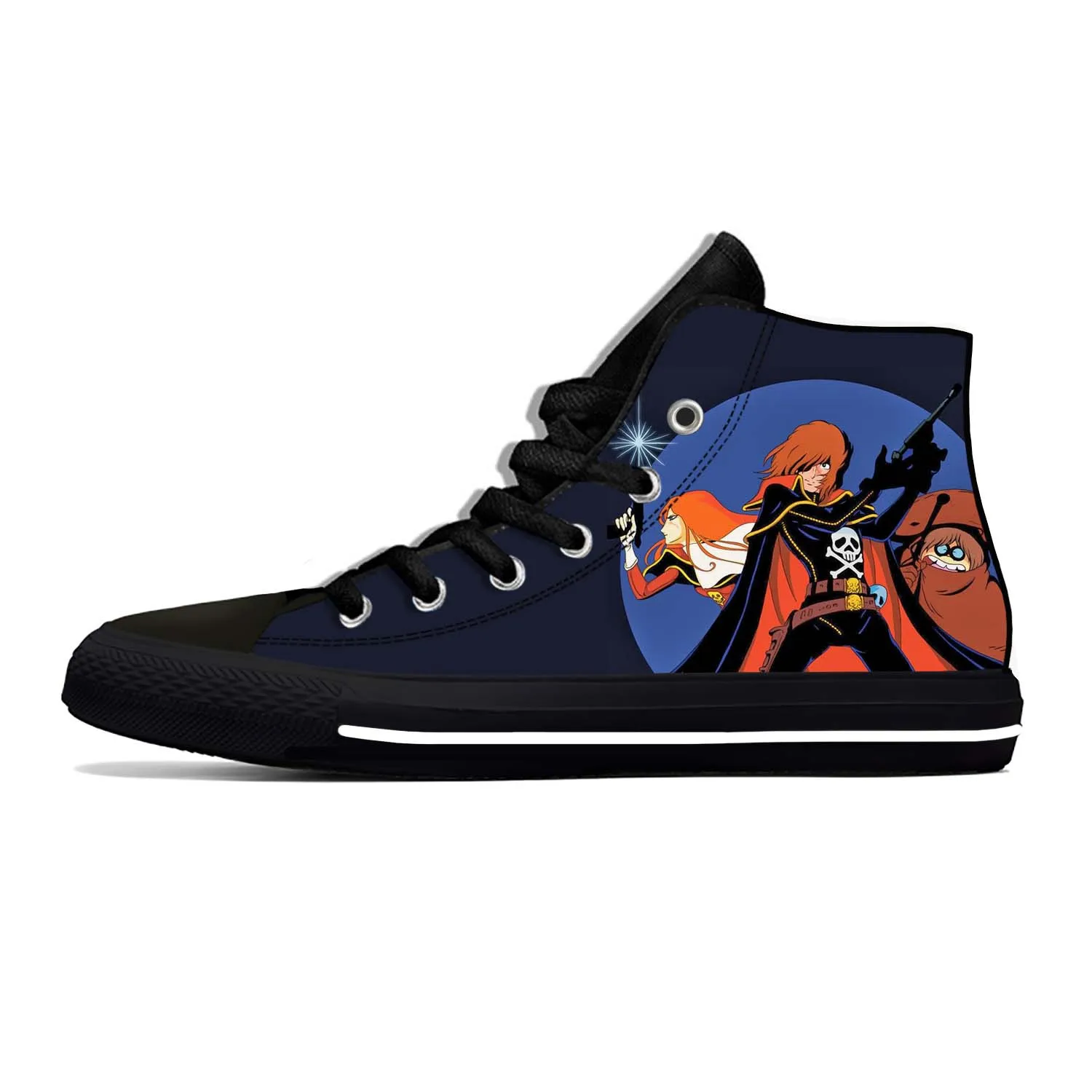 

Anime Cartoon Manga Space Pirate Captain Harlock Casual Cloth Shoes High Top Lightweight Breathable 3D Print Men Women Sneakers