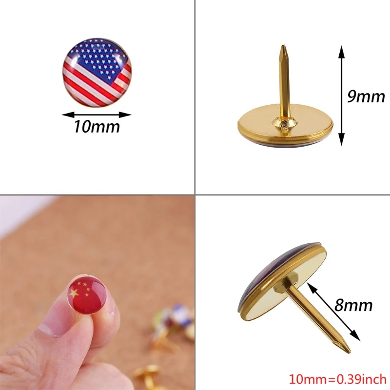Push Pins, Gold Metallic Flat Head Steel Point Thumb Tacks Pin For