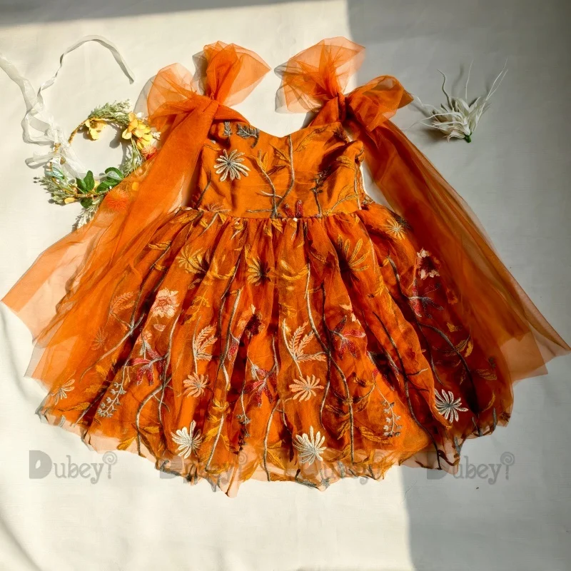 Baby Floral Bow Sleeveless Summer Dress - Embroidered Ballerina Tutu Outfit