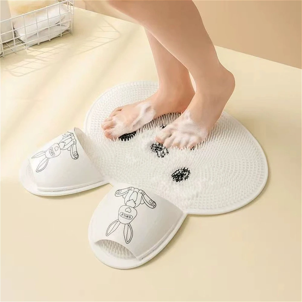 Rabbit Silicone Foot Scrubbing Mat Exfoliating Shower Massage Brush Back Massager Foot Scrubber Bathroom Non-slip Bath Mat Tools