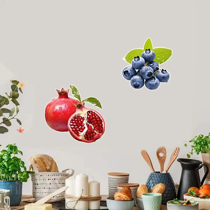 G22 Fruit Stickers Fresh LemonBlueberryPomegranate StrawberryDurian Kitchen Dining Room Home Decoration Decals Stickers