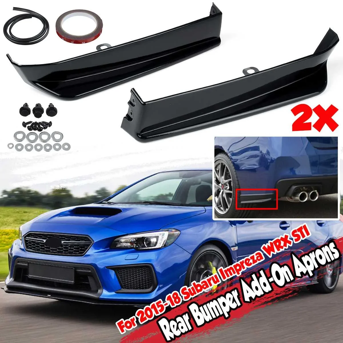 Antigraffio 2Xcar Paraurti Posteriore Lip Wrap Splitter Canard Add-On Grembiuli Laterali Spats Cap Spoiler Per Subaru Impreza Wrx Sti Body Kit