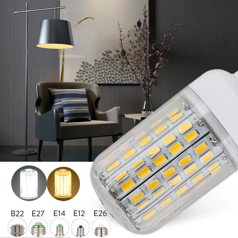 가정용 핫 LED 램프 전구, 5730 SMD 앰플 봄빌라 조명, E14 E27 B22 E12 전구, 24 30 42 64 80 89 108 136 165LED