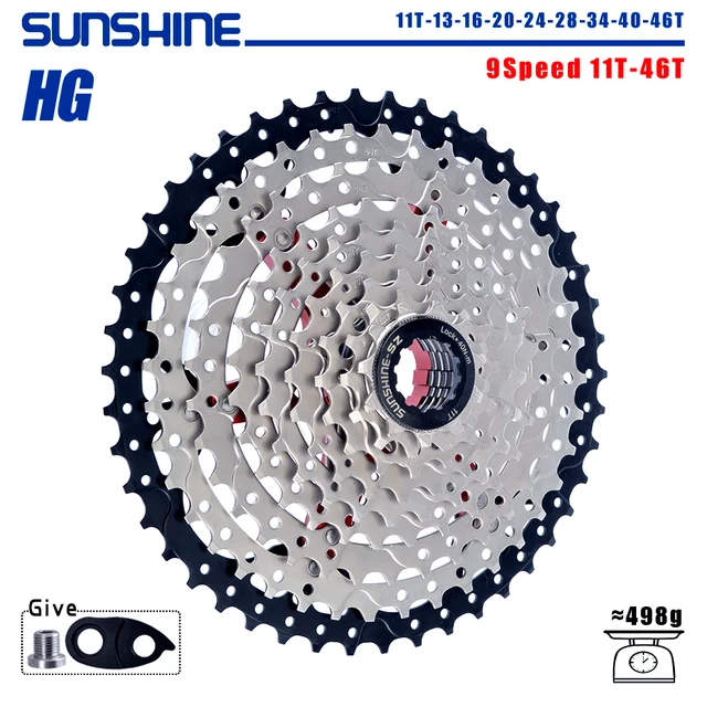 SUNSHINE Bicycle Cassette 8/9/10/11/12 Speed Mountain Bicycle Freewheel Bicycle Sprocket HyperGlide system For Shimano/SRAM 9 Speed 11T-46T
