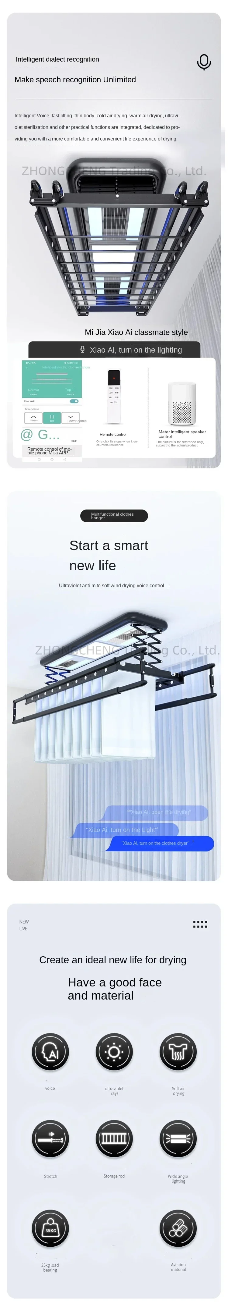 220v Electric Intelligent Remote Control Voice Control Wall Control Drying Rack