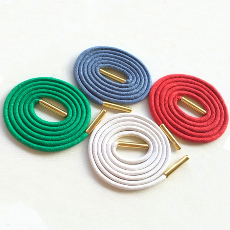 Weiou 30 Pairs Bulk Order 100% Cotto Waxed Ropes Solid Colored Casual Dress Matin Shoe Lace With Golden Metal Aglet Dropshipping