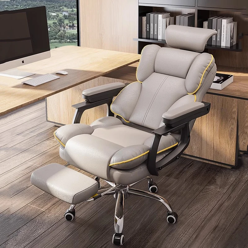 Leather Arm Office Chair Ergonomic Work Acrylic High Back Comfortable Chair Comfort Desk Vanity Silla Gaming Luxury Furniture