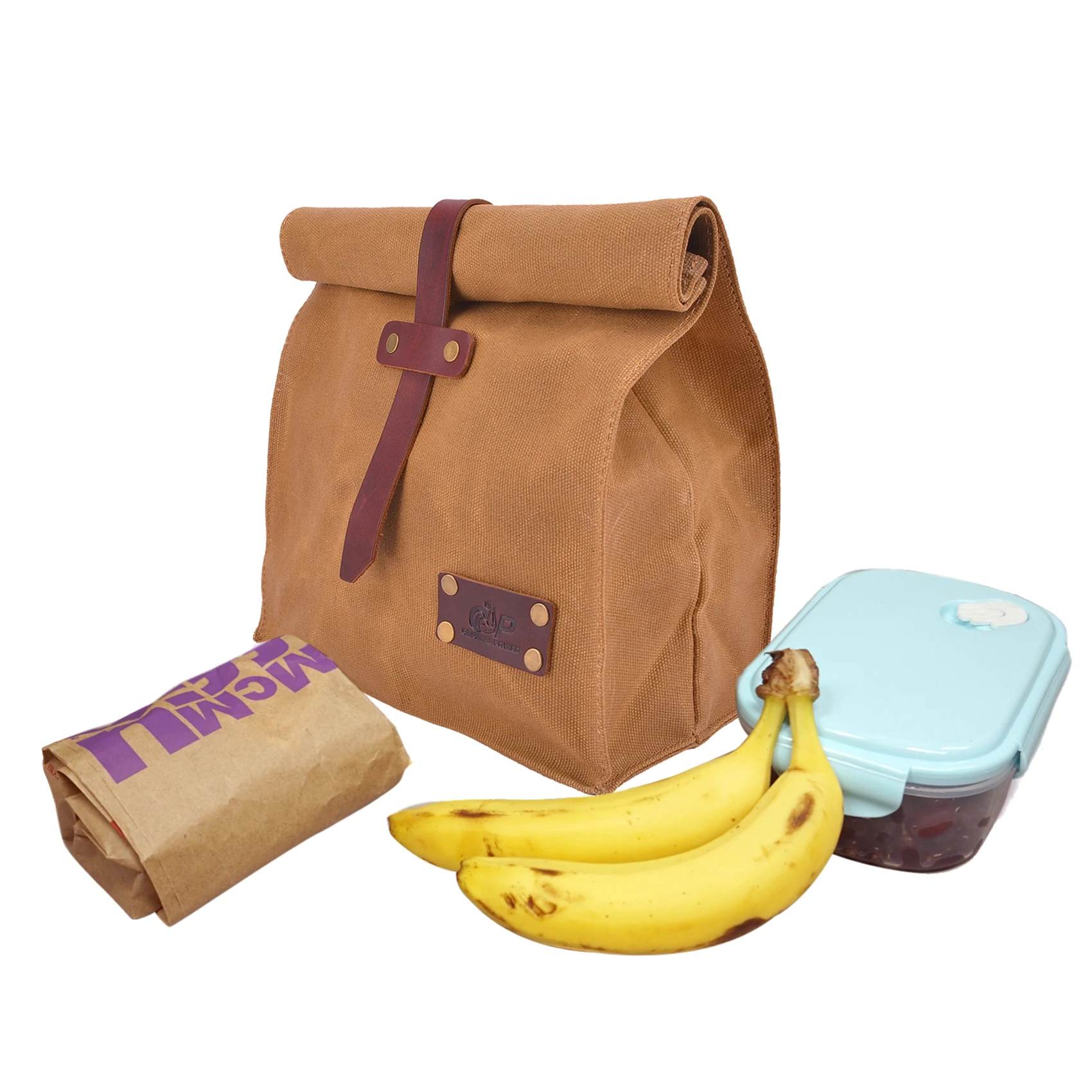 Waxed Canvas Leather Lunch Bag Plastic-Free Waterproof Lunch Box Handbag Dinner Bento Pouch Work School Food Storage Bags lunch bag lunch cooler bag