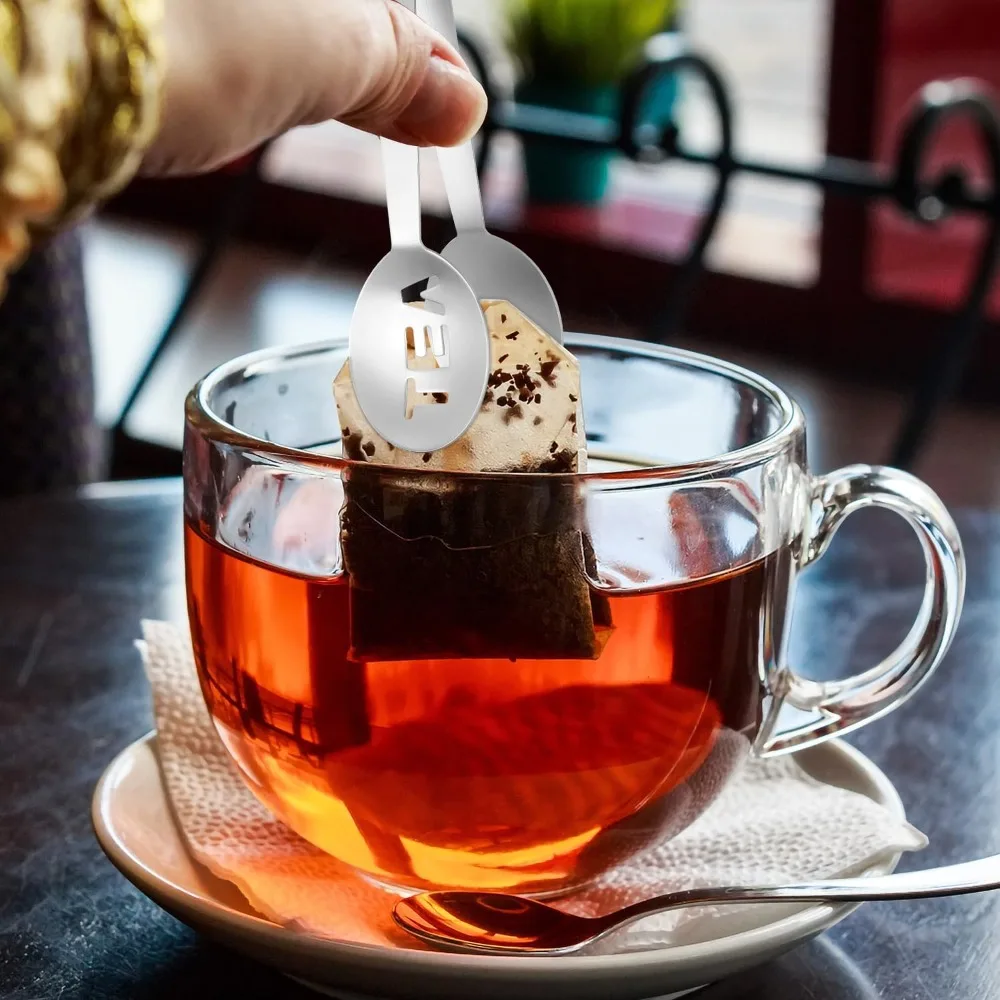 High Quality Stainless Steel Tea Bag Clip Strainer Durable Tea Spoon Round Easy To Clean Bag Squeezer Accessories Tool