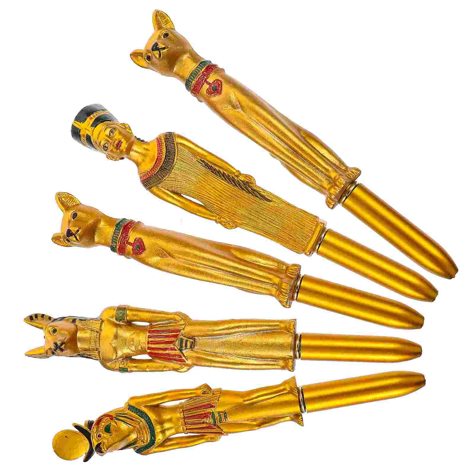 

Bulk 5 Pcs Ballpoint Pen Egyptian Shape Cute Ink Writing Pens Stationery Supplies Office Supply Gift Party Favors Random Pattern