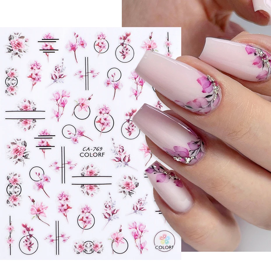 Autocollants Adhésifs 3d Pour Ongles, Fleurs Roses, Violettes, En Feuilles,  Pour Nail Art, Breloques De Décoration De Manucure, Trca769 - Stickers Et  Décalcomanies - AliExpress